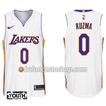 Camiseta Niños NBA Los Angeles Lakers Kyle Kuzma 0 Nike 2017-18 Blanco Swingman